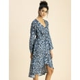 thumbnail image 3 of Moomaya Slim Fit Printed Long Sleeve Wrap Dress - V Neck Cocktail Evening Dress, 3 of 9
