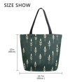 thumbnail image 5 of FORMRS Womens Canvas Tote Bag with Zipper Inner Pocket Shoulder Handbag, Dark Green Plants, 5 of 7
