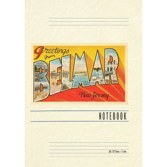 Vintage Lined Notebook Greetings from Belmar, New Jersey, (Paperback)