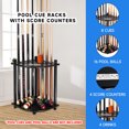 thumbnail image 3 of GSE Games & Sports Expert Corner-Style Floor Stand Billiard Pool Cue Racks with Score Counters. Holds 8 Pool Cue Sticks, 2 Pool Ball Racks, 16 Pool Balls - Black, 3 of 8
