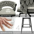 thumbnail image 5 of IVV Upholstered Swivel Bar Stools Set of 2, Linen Fabric Counter Dining Stools with Woven Backrest and Metal Legs, Gray, 5 of 10