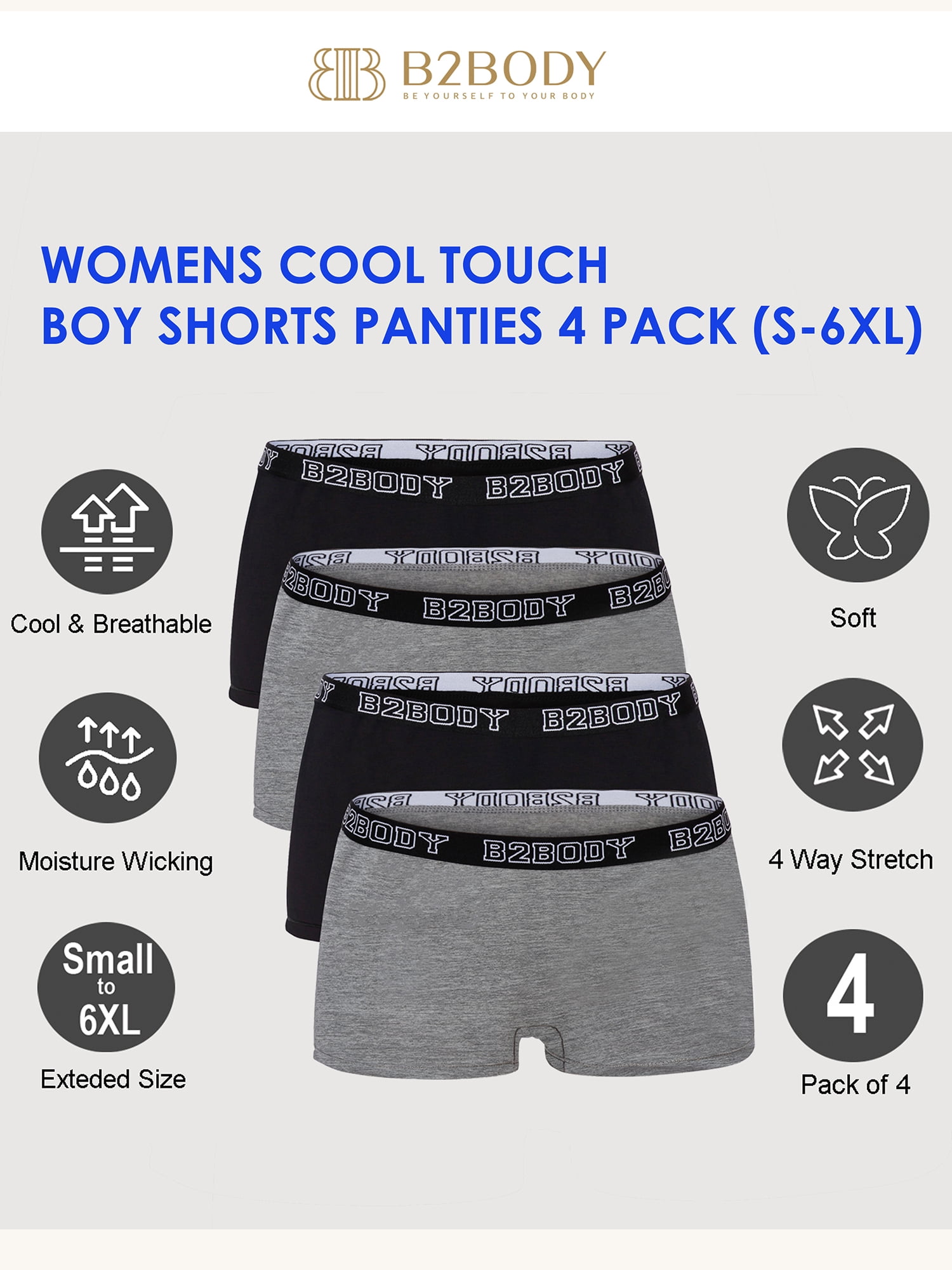 Buy B2BODY Cotton Underwear Women - Boyshort Panties for Women Small to Plus  Size 5 Pack Online at desertcartSeychelles