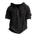 thumbnail image 4 of Yiaimeir ‌Men's Hooded Hemp T-shirt Thin Loose Fit Summer Casual Short Sleeve‌, 4 of 5