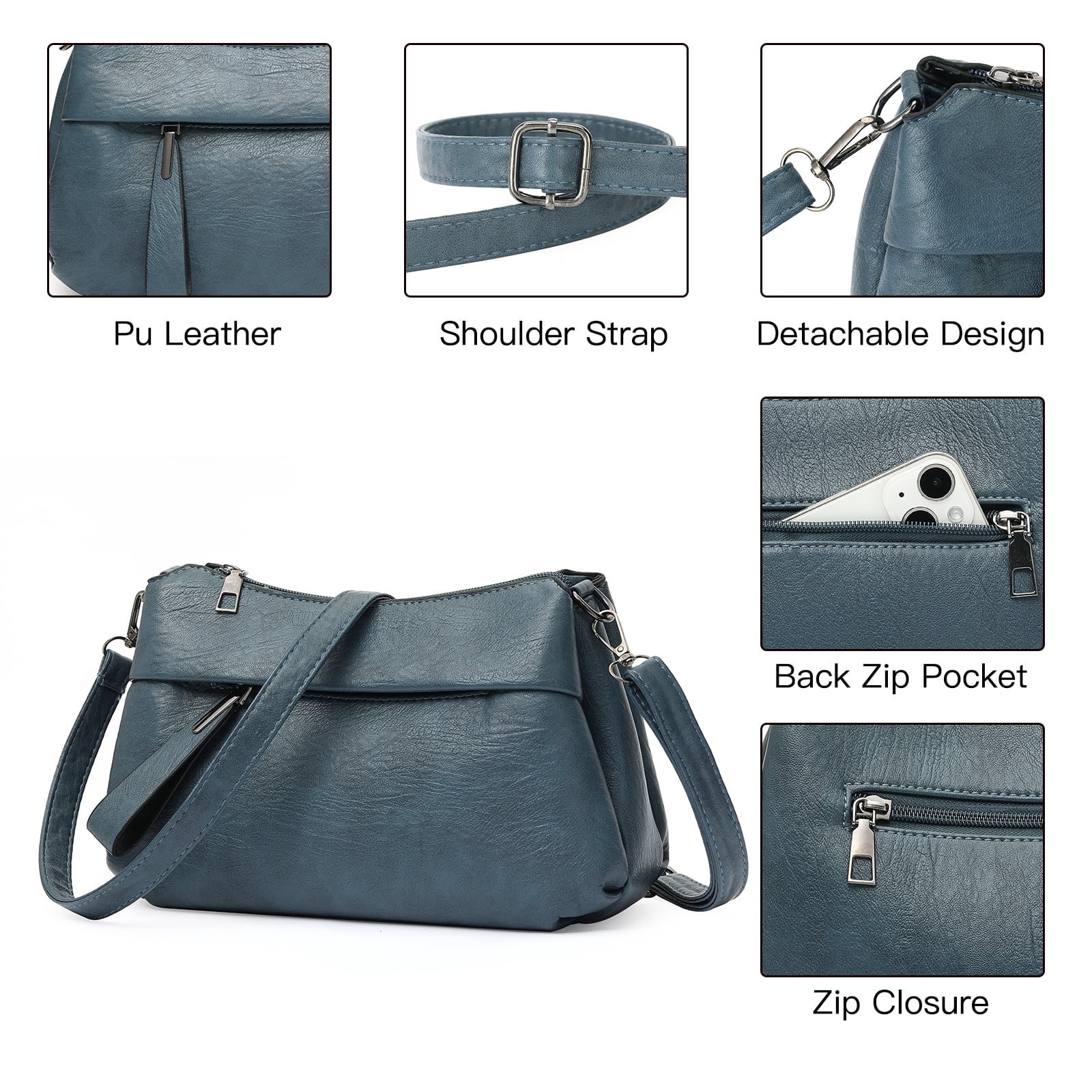 GOIACII Shoulder Bag for Women Leather Purse Crossbody Bag with Adjustable Strap