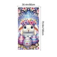 thumbnail image 3 of AZXY 35x71 Inch Happy Easter Door Cover, Bunny with Floral Crown and Eggs Door Banner, Spring Fantasy Porch Wall Hanging Decor for Easter Party, 3 of 7