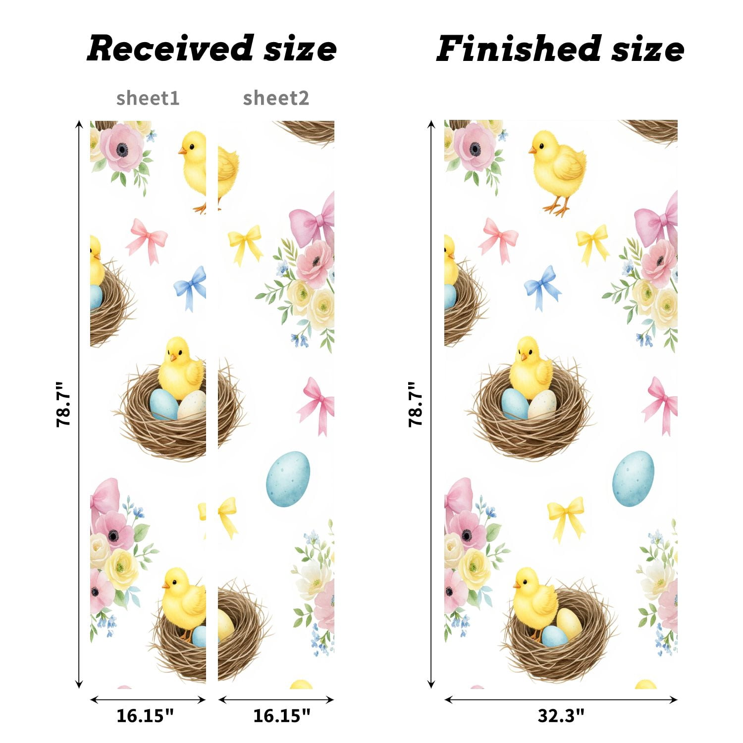 Self Adhesive Vinyl Refrigerator Wrap Set Spring Chickens Floral Nest Pink Ribbons Easter Eggs Door Mural Removable Fridge Sticker Peel and Stick&nbsp;Full Door Cover Decal Kitchen Bar Decor