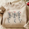 thumbnail image 2 of Embroidered Christmas Dancing Skeleton Sweatshirt Skeleton Christmas Shirt Crewneck Holiday Sweater New Year Shirt Christmas Lights Shirt, 2 of 5