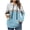 Light Blue, variant on Womens Ribbed Knit Hoodie Sweatshirt Color Block Long Sleeve Pullover Shirts Lightweight Cozy Sweaters Fall Tops