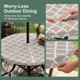 thumbnail image 5 of Round Outdoor Tablecloth with Umbrella Hole and Zipper, Beige Moroccon Tablecloth with Elastic Waterproof, Farmhouse Minimalist Abstract Geometric Patio Table Covers for 31" - 35" Picnic Pool Tables, 5 of 9