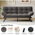 thumbnail image 5 of Convertible Futon Sofa Bed, 71" Comfy Loveseat Sleeper Sofa, Thicken Cushion, Comfy Velvet Twin Size Futon Couch Bed for Small Space Bedroom Dorm Office, 5 of 7