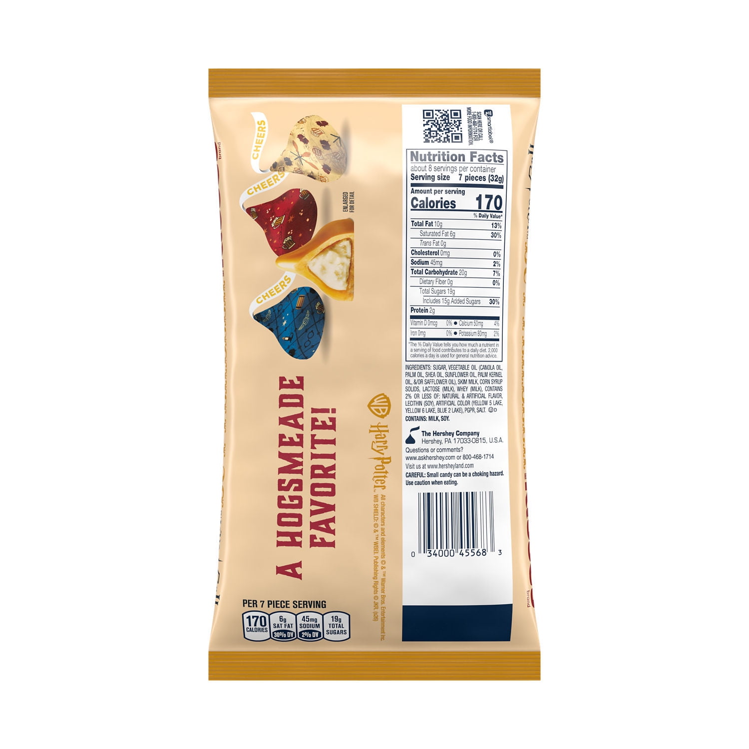 (3 pack) HERSHEY'S KISSES Butterbeer Flavored, Easter Candy Bag, 9 oz