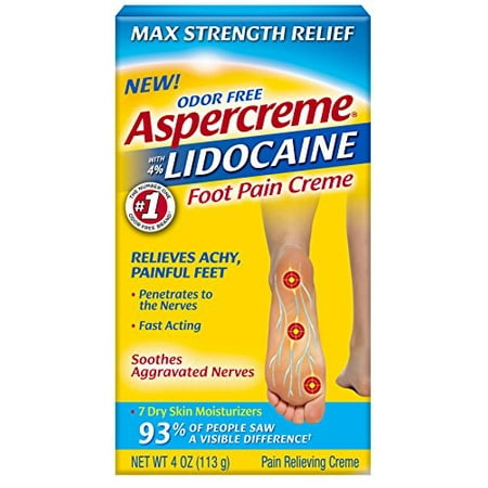 Aspercreme Lidocaine Foot Pain Creme Max Strength Odor Free 4