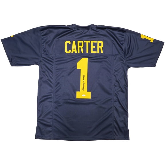 Michigan Wolverines Anthony Carter Autographed Blue Jersey JSA 234504