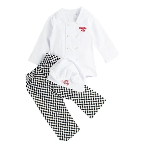 Bilo Baby Unisex Cook Chef Costume, Pants and Hat 3-pc (6-12 Months)