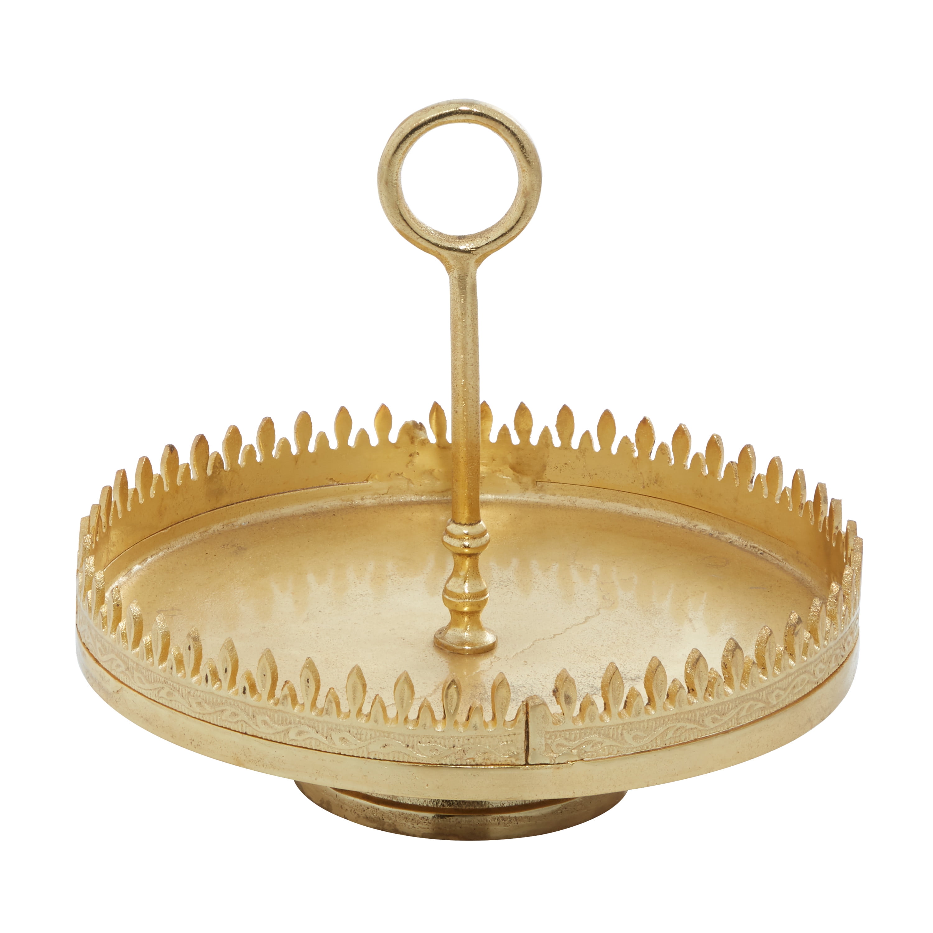 DecMode 13"W, 12"H Aluminum Glam Cake Stand, Gold, 1 - Piece