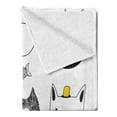 thumbnail image 2 of Cat Soft Flannel Fleece Throw Blanket, Cats Moustache Bow Tie Hat Crown Fluffy and Fish Humor Faces Graphic, Cozy Plush for Indoor and Outdoor Use, 70" x 90", Yellow Grey, by Ambesonne, 2 of 5