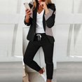 thumbnail image 2 of ZHAOCHENG Trajes de pantalón para mujer, modernos y elegantes, de negocios, con blazer, de color liso, para uso diario, de dos piezas, para uso festivo, elegante, con solapa y corte ajustado, para uso, 2 of 5