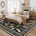thumbnail image 3 of Garvee 4'x6' Floral Area Rug Animal Cat Carpet, Washable Boho Rugs Non Slip Low Pile Soft Indoor Floor Mat for Living Room Bedroom Dining Room, Black, 3 of 10
