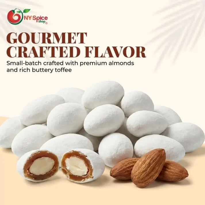NY Spice Shop Christmas Toffee Almonds Candies - 1 Pound - Toffee Coated Almonds - Caramel Almond Truffles - Almond Crunch Toffee - Candy Almonds - Perfect for Holiday Snack Mix Treats