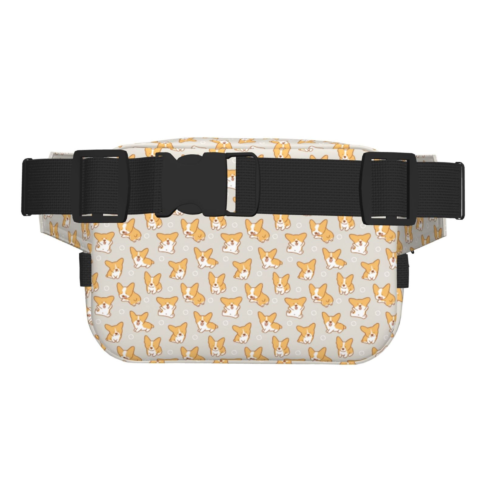Picia Corgi Dog Print Square Double-Layer Waist Bag Mini Adjustable Waist Belt Bag Exercise Running Travel Hiking