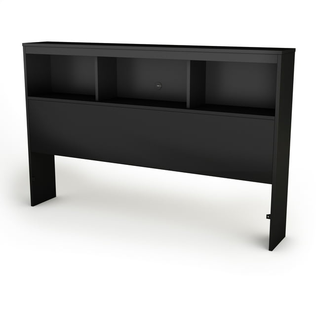 South Shore Spark Full Bookcase Headboard with Storage, in Pure Black