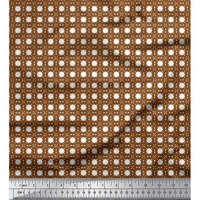 Soimoi Tissu Poly Georgette Octogone & Triangle Imprimé Géométrique au Mètre 52 Pouces de Large