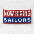thumbnail image 4 of Now Hiring Sailors 13 oz Heavy Duty Vinyl Banner Sailor Jobs Available Deckhand Help Wanted Sign for Business Advertising Indoor/Outdoor Single-Sided with Metal Grommets (4x10 ft, Re & Wh & Bl), 4 of 6
