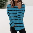 thumbnail image 2 of Htigea Striped Sweatshirt for Women Crewneck Long Sleeve Casual Loose Tunic Tops Fall Everyday Sweatshirt Navy L, 2 of 5