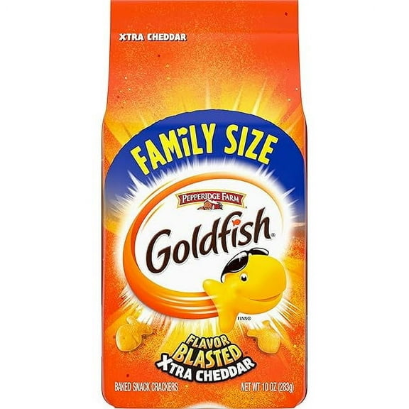 Goldfish Crackers, Flavor Blasted Xtra Cheddar Crackers, Family Size, 10 Oz Bag