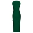 thumbnail image 5 of Summer Dresses for Women Trendy Sleeveless Boho Ribbed Drawstring Sundress Ruched Sexy High Slit Bodycon Maxi Dress, 5 of 5