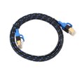 thumbnail image 2 of Cable de red Gigabit para enrutador de computadora plano, de color azul y negro, con doble blindaje, 2 of 4