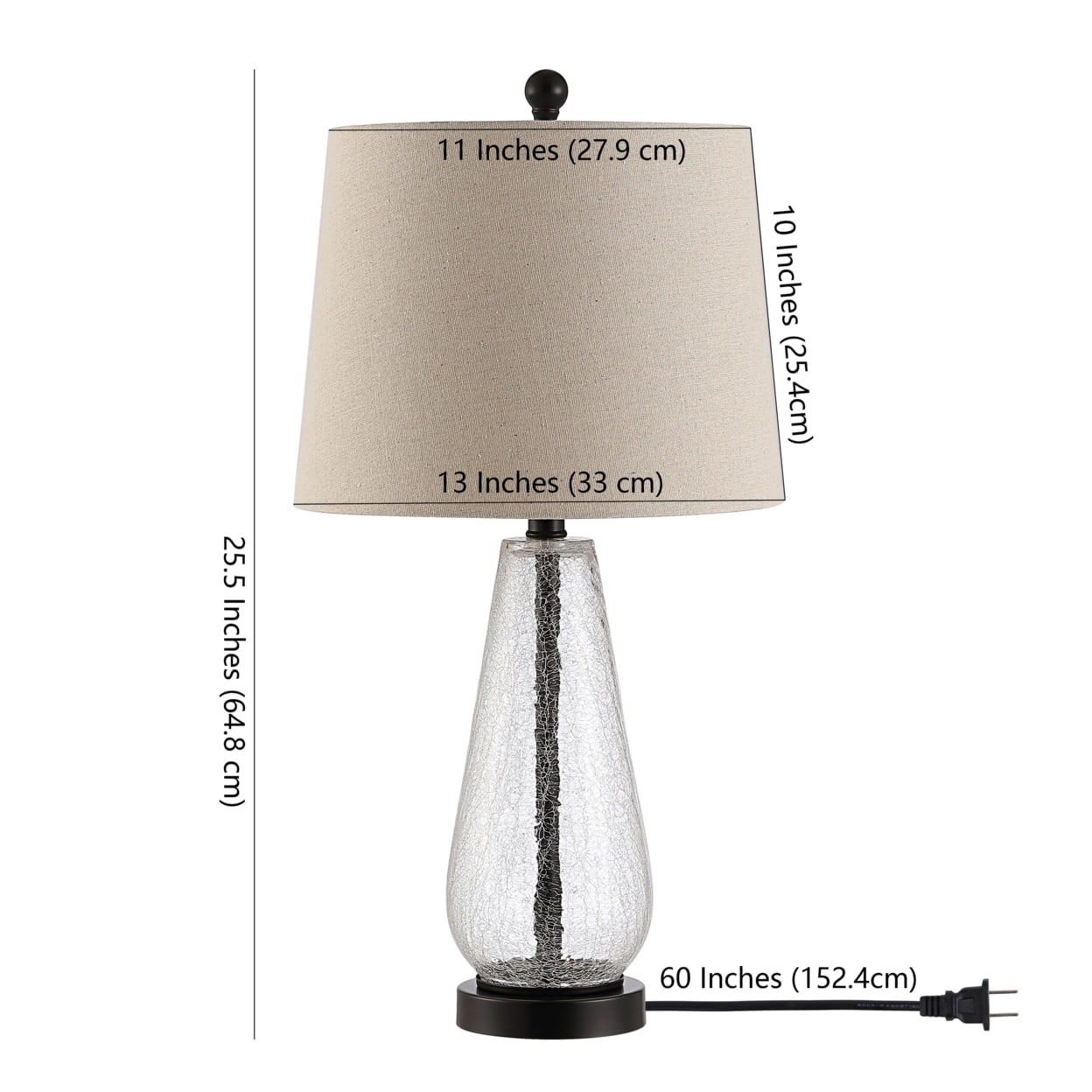 Safavieh Naila 15" 1- Light Modern Table Lamp with Clear Glass White Transitional Shades