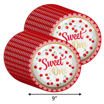 Sweet One Cherry Baby Girls 1st Birthday Party Supplies - Sweet One Paper Plates - Fruit Large 9" Plates In Bulk 32 Piece