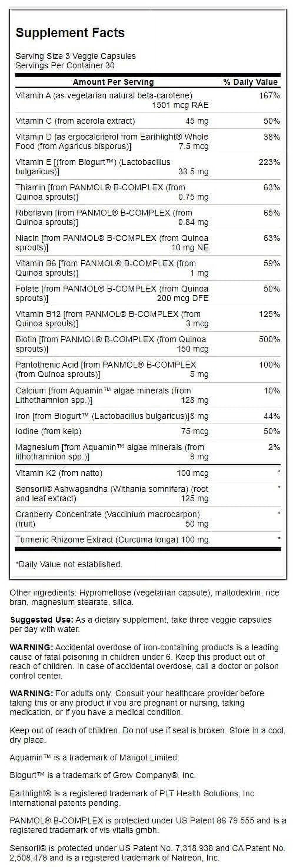 Swanson Real Food Multi Women's Daily Vitamin Vegetable Capsules, 90 Count