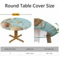 thumbnail image 2 of Seashells Border Tablecloth Round Sand Summer Beach Shell Plank Waterproof Wipeable Table Cloth Cover Table Pad Cover for Dining Room Fitted Table 40-44 inch, 2 of 6