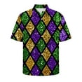 thumbnail image 2 of Lilgiuy Mens Mardi Gras Hawaiian Shirt Summer Candy Color Carnival Print Short Sleeve Lapel Collar Button Down Shirt Tropical Hawaiian Beach Shirt(Multicolor,L), 2 of 5