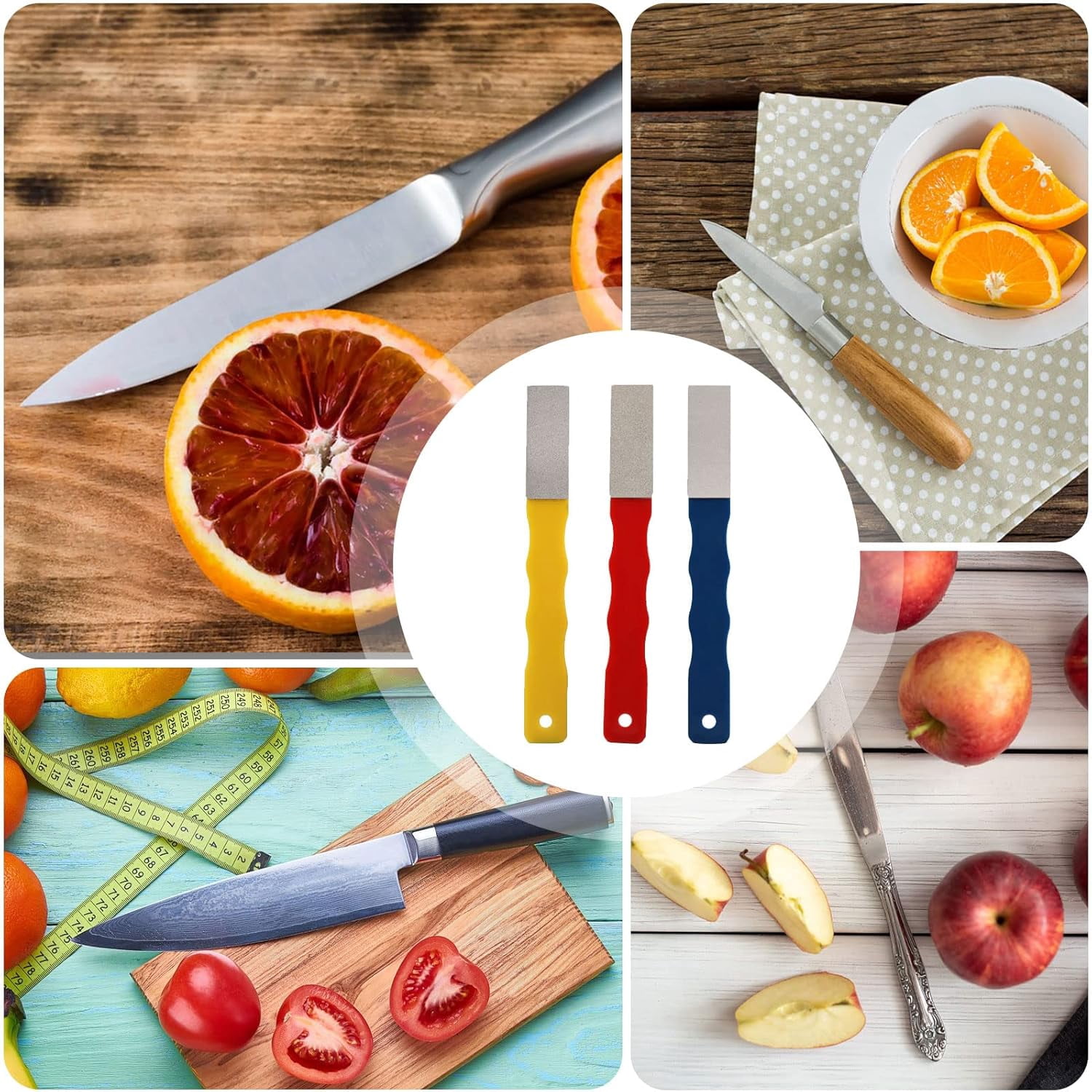 ABCISI 9 Pcs Diamond Sharpening Hones Set, Color Coded Diamond Sharpening Hone Sharpening Stones Diamond Paddles Sharpening Tools Flat Hand File Knife Sharpener for Hunting, Outdoor, Kitchen
