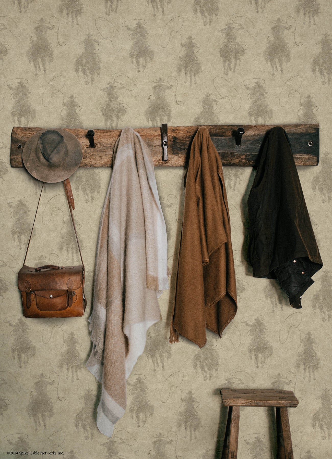 Yellowstone Stockman Silhouette Beige Peel & Stick Wallpaper