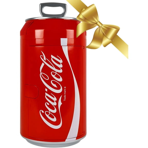 Mini Fridge - 8 Can Refrigerator for Bedroom Office, Portable Table Top Beverage Cooler, 12V 110V Refrigerador For Drinks, Soda, Wines, Use In Car, Dorm, Outdoor, Patio