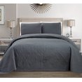 thumbnail image 2 of Mk Collection 3pc King/California King Solid Embossed Bedspread Bed Cover Over Size Dark Grey New, 2 of 3