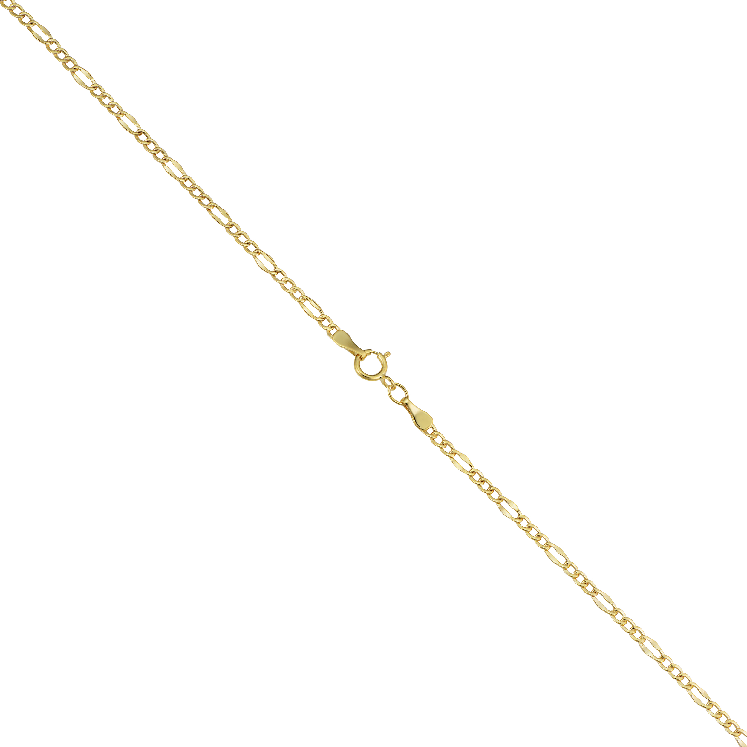 KoolJewelry Figaro Link 10K Yellow Gold Anklet, 0.8G, 9 in, 2.3 mm