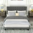 thumbnail image 6 of Yardi Yarda King Size Modern Linen Bed Frame with Adjustable Headboard, Simple Bed Frame for Indoor, Gray, 6 of 11