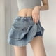 thumbnail image 2 of Falda vaquera con volantes y corte A de talle alto para mujer: falda vaquera picante para chicas, 2 of 8