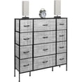 thumbnail image 3 of GGI International Sorbus Extra-large Steel and Grey Fabric 12-drawer Dresser Gray/Black, 3 of 11