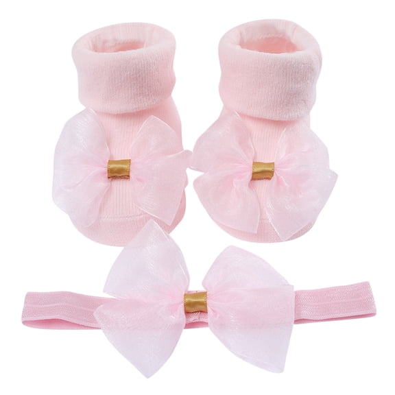 Wdgfv Walking for Baby Girl Children Kids Socks Soft Bottom Toddler Shoes Socks Bowkot Princess Socks Floor Socks Hairband