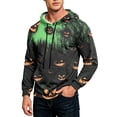 thumbnail image 3 of GrmtClth Mens Hoodie Halloween Cute Ghost Pumpkin Bat Witch All Over Print Fall Transition Tops Green 3XL, 3 of 8