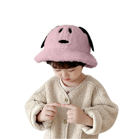 

YWDJ Kids Winter Earmuff With Cashmere Fisherman Hat Warm Hat Pink 52CM