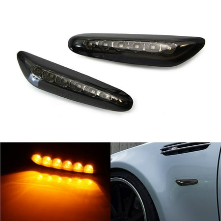 - iJDMTOY (2) Smoked Lens Front Side Marker Lamps with 6 Amber LED Lights For BMW E82 E90 E92 E93 E60 E61 1 3 5 Series, etc