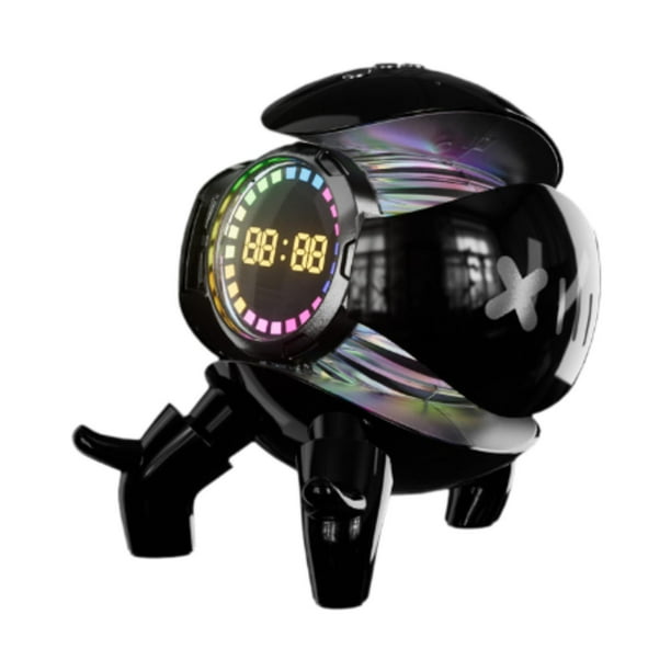 Altavoz inteligente de escritorio con despertador Tamaño compacto multipropósito Ligero para la meseta de mesa recargable con luz RGB Negro