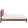 thumbnail image 3 of Twin Bed Slatted Bed Frame Dust Pink Velvet Upholstery, 3 of 7